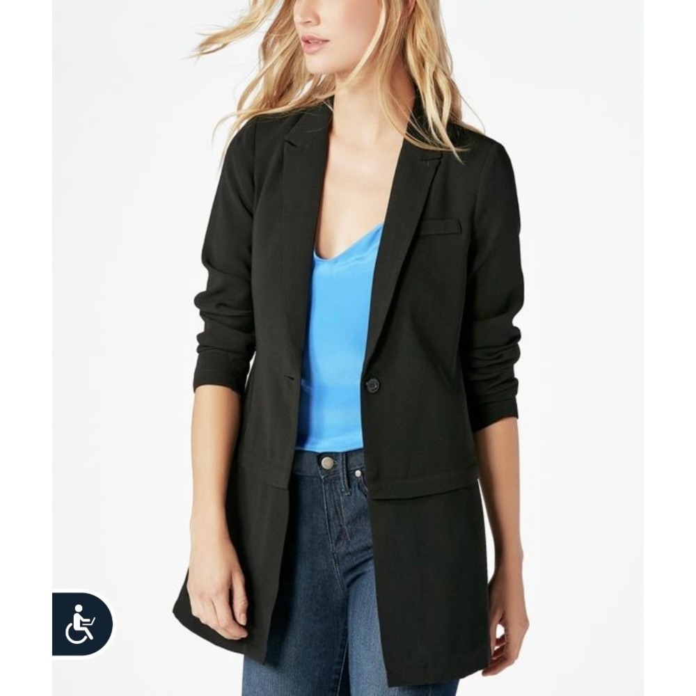 JustFab Two Way Convertible Zip Blazer‎ Black Womens Large NWT